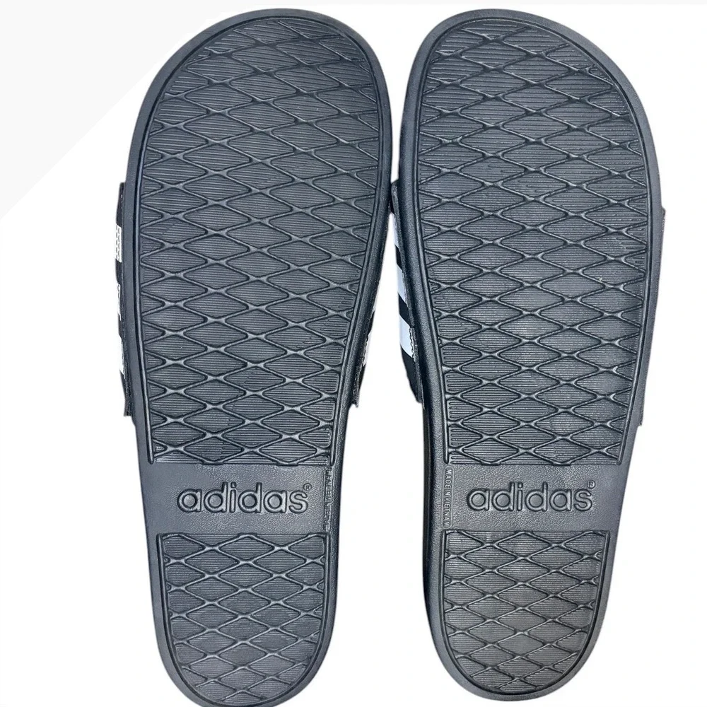 NWOB Adidas Black Adilette‎ Comfort Slides 3-Stripe Sandals Men's Size 12